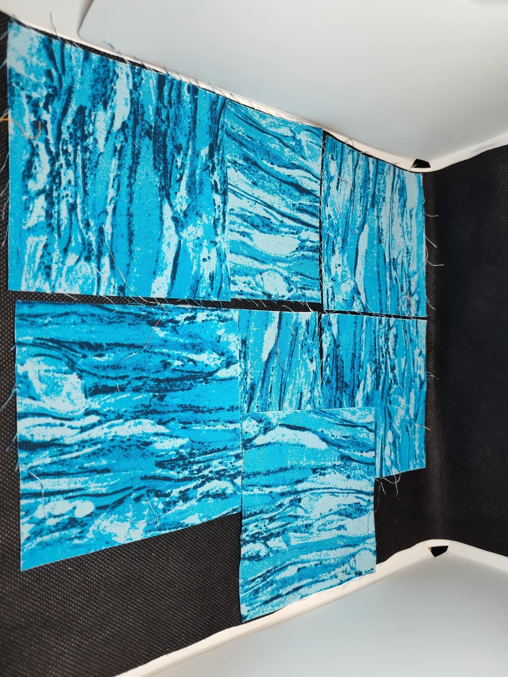 7 4.50 INCH BLUE Marble Waves Cotton Fabric SQUARES